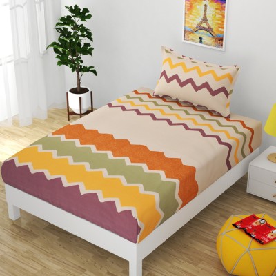 Shri Paras Traders 155 TC Cotton Single Printed Flat Bedsheet(Pack of 1, Multicolor)