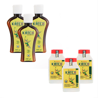masolin KATCH AYURVEDIC JOINT&BONE PAIN RELIEF OIL&CAPSULES COMBO-3X100ML OIL+3X60CAPS Capsules(6 x 50 ml)