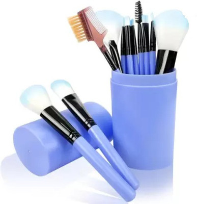 Pohok 12 Piece Premium Quality Make Up Brushes With Box Blue(Pack of 12)