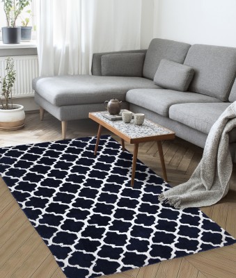 AAZEEM Blue Polyester Carpet(4 ft,  X 6 ft, Rectangle)