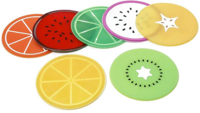 jpdsrn Round Reversible Rubber Coaster Set(Pack of 5)