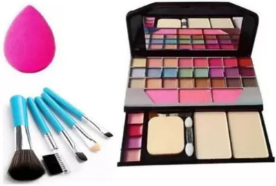 Pohok 6155 kit with ultimate color full pack of 5 brush set and 1 beauty blender puff combo(3 Items in the set)