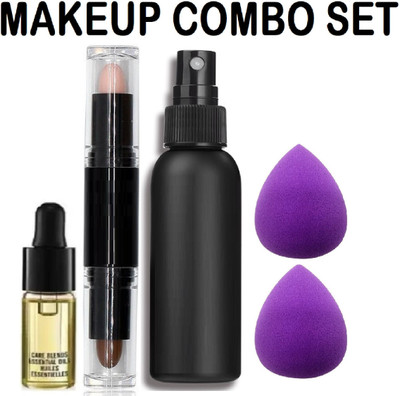 tanvi27 2 IN 1 Highlighter and Contour Stick,Essential Oils Face Serum,Makeup Blending Sponge AND Makeup fixer fa(5 Items in the set)