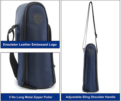 Atipriya 2 Liter Insulated Water Bottle Bag with Adjustable Shoulder Handle & Zipper(Blue, Black)