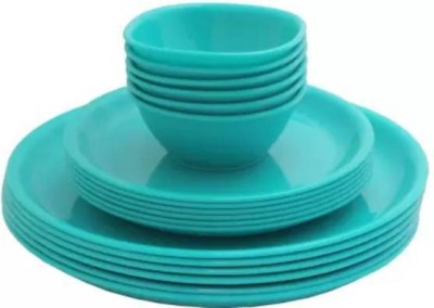 Incrizma Pack of 18 PP (Polypropylene) Pack of 18 PP (Polypropylene) Dinner Set (Microwave Safe) Dinner Set(Green, Microwave Safe)