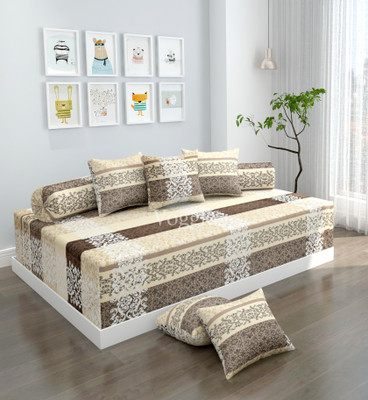 voggle Polycotton Abstract Diwan Set(Beige)