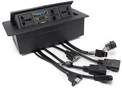 TECHGEAR Hydraulic Conference Table Pop Up Box with HDMI, VGA, Audio, LAN and Power Ports Hydraulic pop up box(Black)