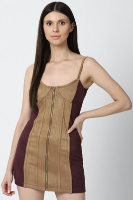 FOREVER 21 Women A-line Brown Mini/Short Dress