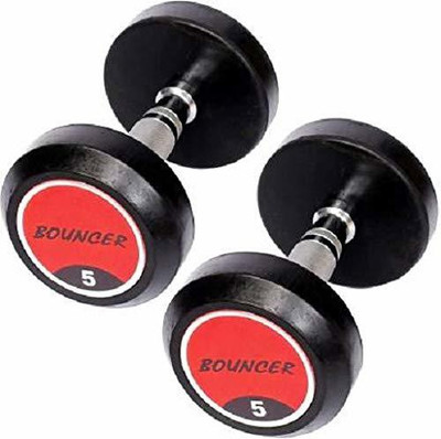 Wikigo Set of 5KG X 2 Hi-Quality Rubber Professional Bouncer Dumbbells Fixed Weight Dumbbell(10.5 kg)