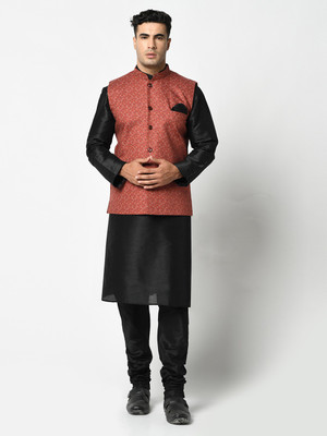 DEYANN Men Kurta Churidar Ethnic Jacket Set