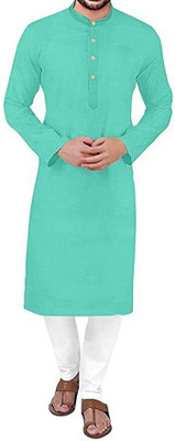 swaroopya Men Solid Straight Kurta(Light Green)