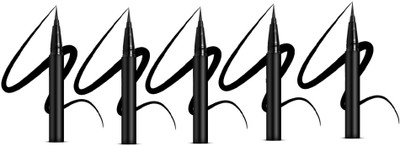 MYEONG Ultra smooth best look long & lasting wear sketch eyeliner pack of five 6 ml(black)