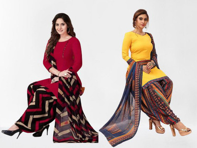 INITHI Crepe Printed Kurta & Patiyala Material