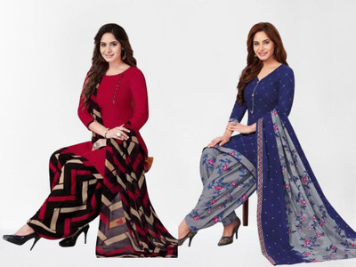 THIRA Crepe Printed Kurta & Patiyala Material