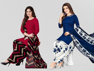 THIRA Crepe Printed Kurta & Patiyala Material