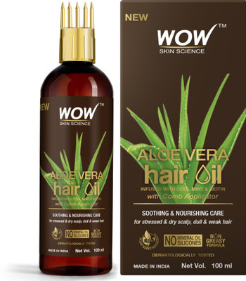 WOW SKIN SCIENCE AloeVera Hair Oil- Scalp Soothing and Nourishment With Comb Applicator-100ml Hair Oil(100 ml)