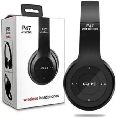 RECTITUDE P47 Wireless Headphone Sports Headphone with Mic Bluetooth Gaming Wired Headset Bluetooth Headset(Multicolor, On the Ear)