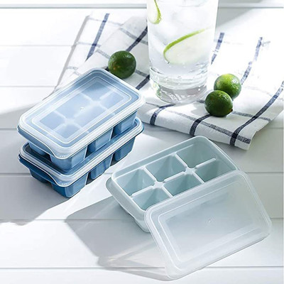 kunjsale 3 Pieces Mini Ice Cube Trays with Lids (Multi Colour) White, Blue Silicone Ice Cube Tray(Pack of3)