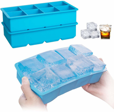Kienlix Silicone Ice Cube Trays, 8 - Ice Cubes, Large Square Ice Cube for Whiskey Multicolor Silicone Ice Cube Tray(Pack of1)