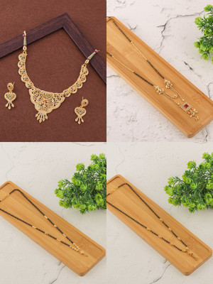 BRANDSOON Brass Gold-plated Black, Gold Jewellery Set(Pack of 1)