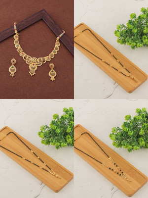 BRANDSOON Brass Gold-plated Black, Gold Jewellery Set(Pack of 1)