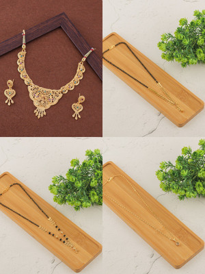 BRANDSOON Brass Gold-plated Black, Gold Jewellery Set(Pack of 1)