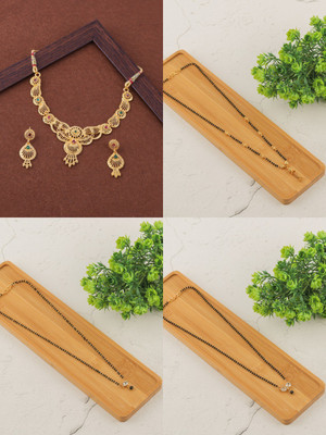 COMING SOON Brass Gold-plated Black, Gold Jewellery Set(Pack of 1)