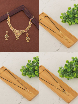 BRANDSOON Brass Gold-plated Black, Gold Jewellery Set(Pack of 1)