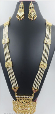 zevarhouse Metal, Copper Gold-plated Gold, White, Pink Jewellery Set(Pack of 1)