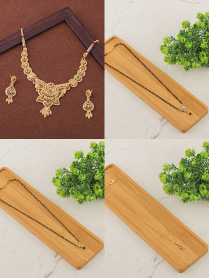 BRANDSOON Brass Gold-plated Black, Gold Jewellery Set(Pack of 1)