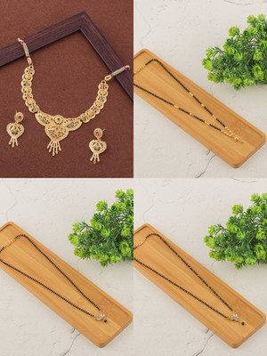 BRANDSOON Brass Gold-plated Black, Gold Jewellery Set(Pack of 1)