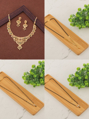 BRANDSOON Brass Gold-plated Black, Gold Jewellery Set(Pack of 1)