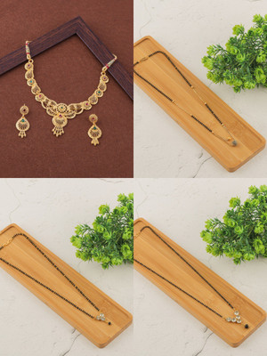 BRANDSOON Brass Gold-plated Black, Gold Jewellery Set(Pack of 1)