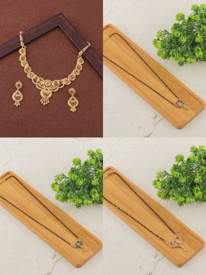 BRANDSOON Brass Gold-plated Black, Gold Jewellery Set(Pack of 1)