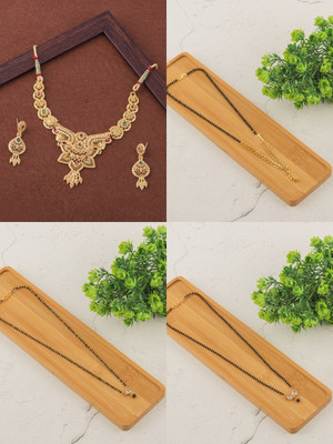 BRANDSOON Brass Gold-plated Black, Gold Jewellery Set(Pack of 1)