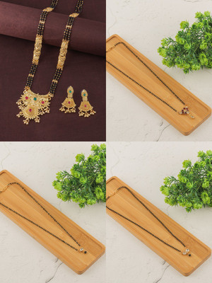 BRANDSOON Brass Gold-plated Black Jewellery Set(Pack of 1)