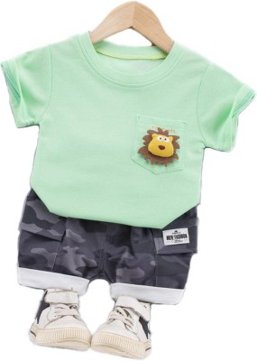 Bold N Elegant Baby Boys & Baby Girls Casual T-shirt Shorts(Pistachio Green, Camouflage)