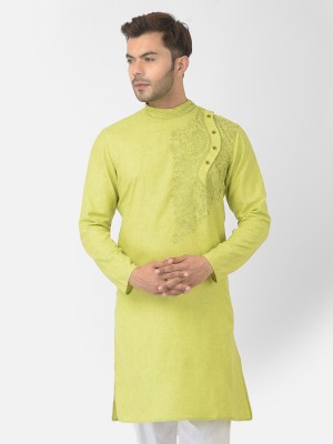 DEYANN Men Embroidered Straight Kurta(Light Green)