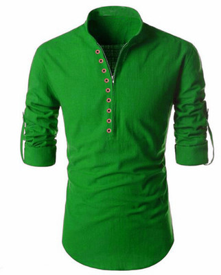 DIGIMI Men Solid Straight Kurta(Light Green)