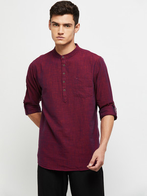 MAX Men Solid Straight Kurta(Maroon)