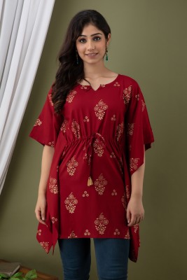 Zyla Women Printed Kaftan Kurta(Maroon)