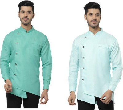 Freestyle fashion Men Solid Trail Cut Kurta(Light Blue, Light Green)