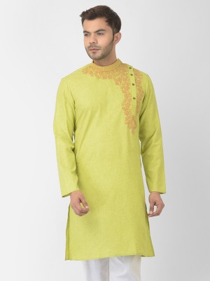 DEYANN Men Embroidered Straight Kurta(Light Green)