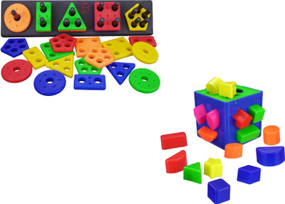 BitFeex Angle Geometric Blocks Stacker Shape Sorter Column Puzzle Stacking non toxic(Multicolor, Green)