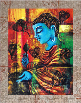 Indianara Gowthama Buddha Painting (4323MR) -Synthetic Fame, 10 x 13 Inch Digital Reprint 13 inch x 10.2 inch Painting(With Frame)