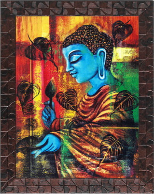 Indianara Gowthama Buddha Painting (4323GBNN) -Synthetic Fame, 10 x 13 Inch Digital Reprint 13 inch x 10.2 inch Painting(With Frame)