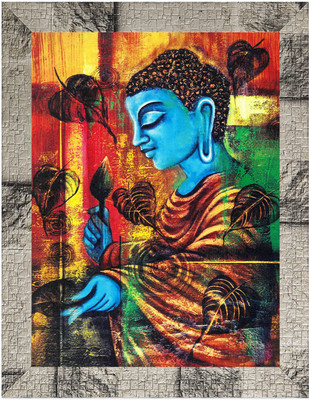 Indianara Gowthama Buddha Painting (4323MW) -Synthetic Fame, 10 x 13 Inch Digital Reprint 13 inch x 10.2 inch Painting(With Frame)