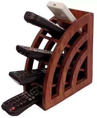 STUFFCOLLECTION 5 Compartments Wooden REMOTE HOLDER(Brown)