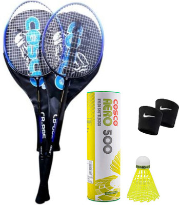 COSCO Combo of 10, 2 CB-885 Badminton Racket, AERO 500 - 6 Shuttle, 2 Wrist Band Badminton Kit