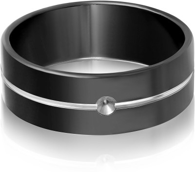 ASMITTA Jewellery Glossy Stainless Steel Rhodium Plated White Stone Finger Ring For Men Stainless Steel Rhodium Plated Ring